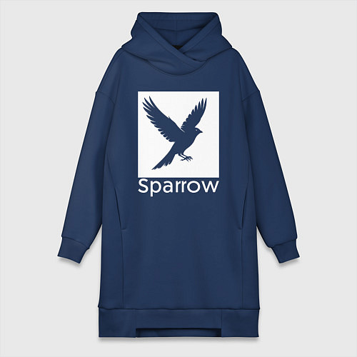 Женская толстовка-платье Летящий воробей / Тёмно-синий – фото 1