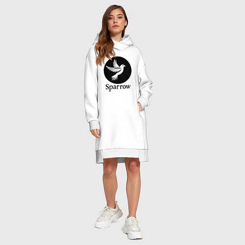 Женская толстовка-платье Воробей в круге / Белый – фото 4