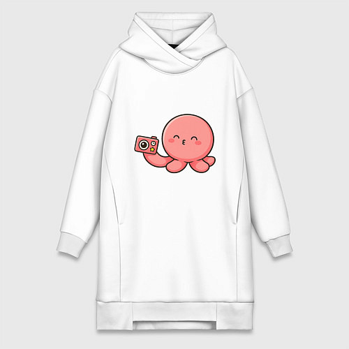Женская толстовка-платье Такопи с фотоаппаратом / Белый – фото 1