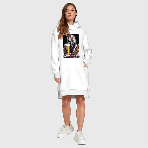 Женская толстовка-платье Kratos - god of bar / Белый – фото 4