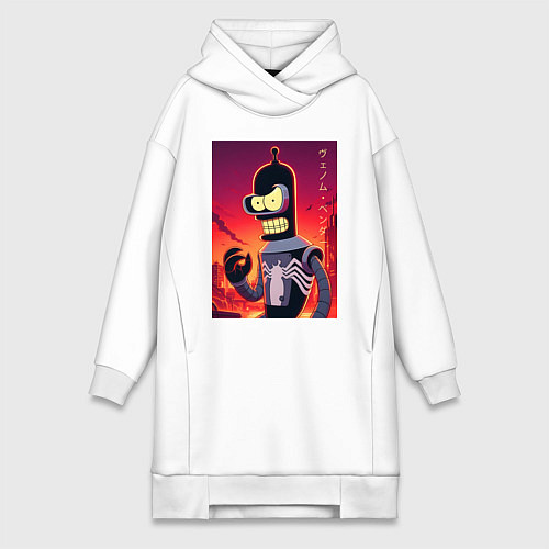 Женская толстовка-платье Веном Бендер - мем / Белый – фото 1