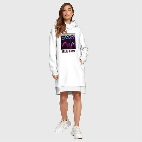Женская толстовка-платье Squid game shadows / Белый – фото 4