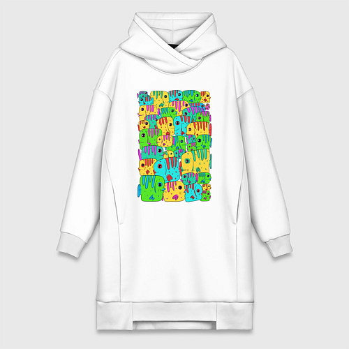 Женская толстовка-платье Яркие тропические рыбки / Белый – фото 1