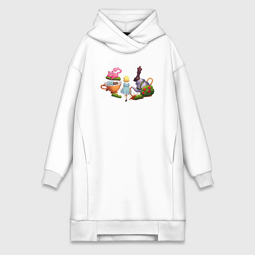 Женская толстовка-платье Погружение в Страну чудес / Белый – фото 1