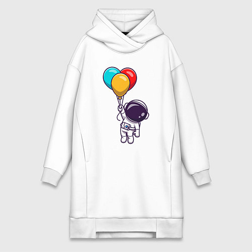 Женская толстовка-платье Полёт на шариках / Белый – фото 1