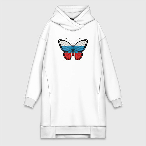 Женская толстовка-платье Бабочка - Россия / Белый – фото 1