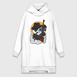 Женское худи-платье Панда гангстер, цвет: белый