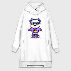 Женское худи-платье Стиль панды, цвет: белый