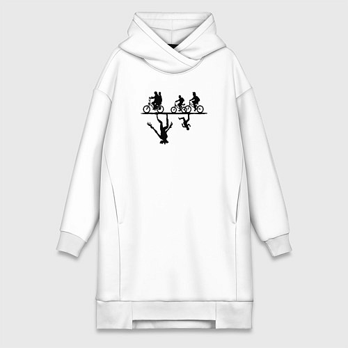 Женская толстовка-платье Очень странные дела параллельный мир / Белый – фото 1