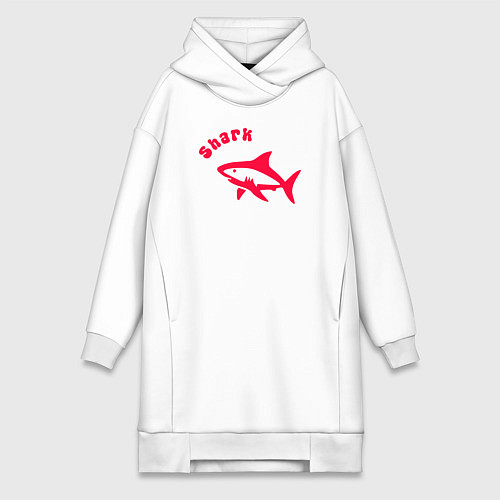 Женская толстовка-платье Акула-красный силуэт / Белый – фото 1