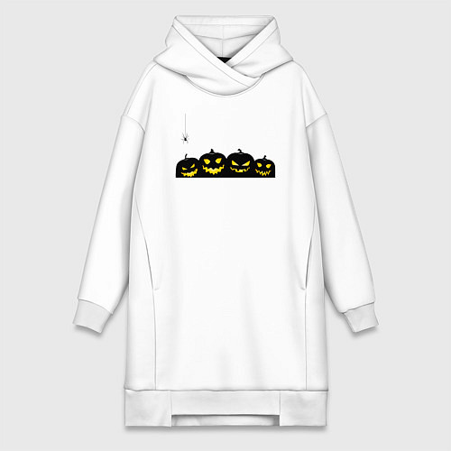 Женская толстовка-платье Хэллоуин и счастливые злые тыквы / Белый – фото 1