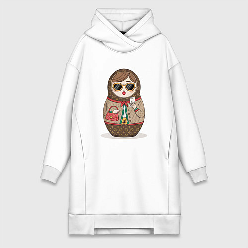 Женская толстовка-платье Матрешка модная / Белый – фото 1
