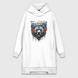 Женская толстовка-платье Флаг России и медведь