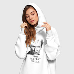 Женское худи-платье Time is a flat circle - true detective, цвет: белый — фото 2