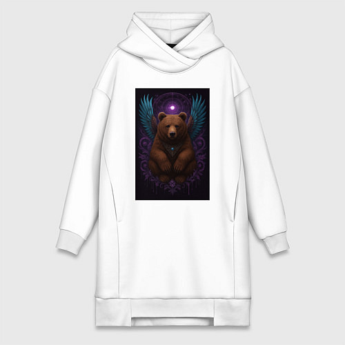 Женская толстовка-платье Духовный медведь / Белый – фото 1