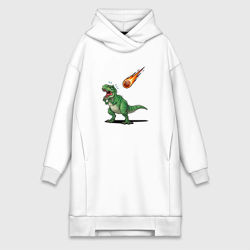 Женская толстовка-платье Страх динозавра / Белый – фото 1