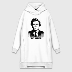 Женская толстовка-платье Портрет Энди Уорхола в каплях краски