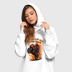 Женское худи-платье Speed demon мотоциклист, цвет: белый — фото 2