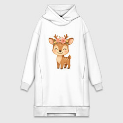 Женская толстовка-платье Милый олененок с венком