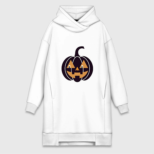 Женская толстовка-платье Тыква Джек фонарь Хэллоуин / Белый – фото 1