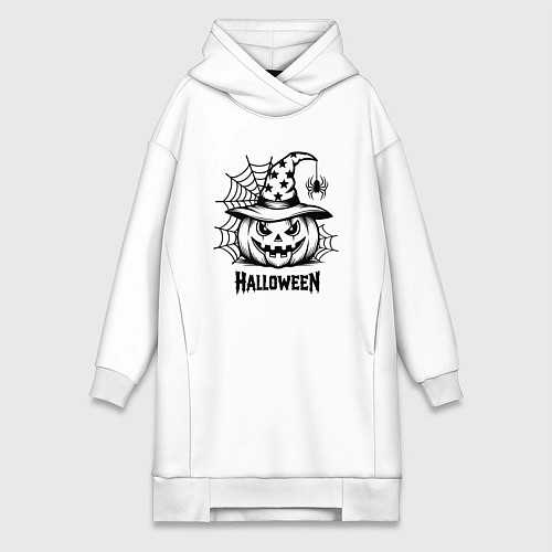 Женская толстовка-платье Хэллоуин, тыква и паук / Белый – фото 1