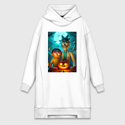Женская толстовка-платье Rick and Morty with pumpkin - halloween night