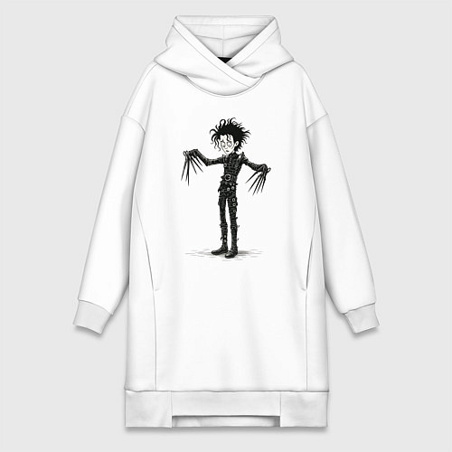 Женская толстовка-платье Эдвард руки-ножницы / Белый – фото 1