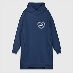 Женское худи-платье Кипр в сердечке монохром, цвет: тёмно-синий