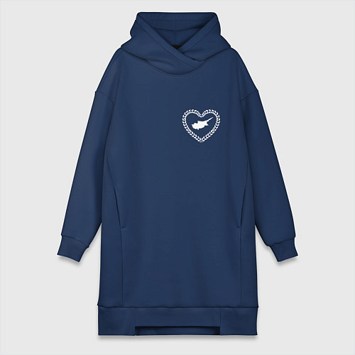 Женская толстовка-платье Кипр в сердечке монохром / Тёмно-синий – фото 1