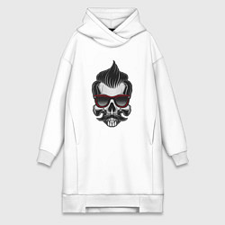 Женское худи-платье Skull barber, цвет: белый