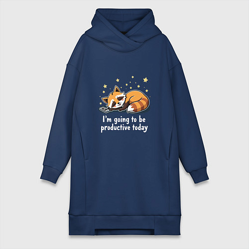 Женская толстовка-платье Очень продуктивный енот / Тёмно-синий – фото 1