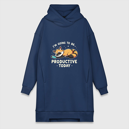 Женская толстовка-платье Супер продуктивный енот / Тёмно-синий – фото 1