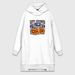 Женское худи-платье Happy halloween pumpkin, цвет: белый