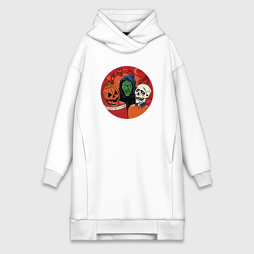 Женская толстовка-платье Halloween friends / Белый – фото 1