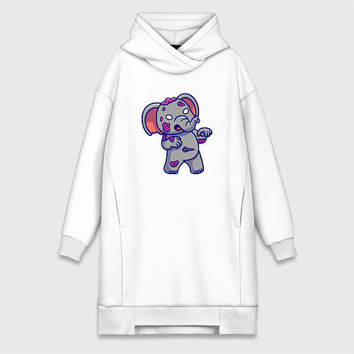 Женская толстовка-платье Слоник зомби / Белый – фото 1