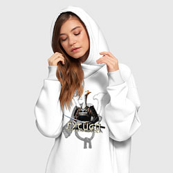 Женское худи-платье Гусидо - гусь-самурай, цвет: белый — фото 2