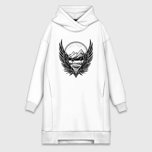 Женская толстовка-платье Вершины с крыльями / Белый – фото 1