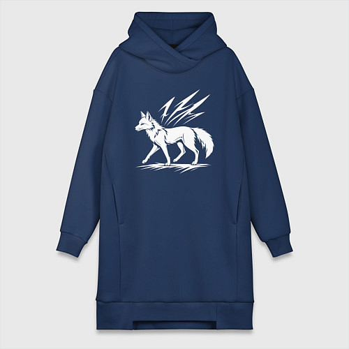 Женская толстовка-платье Лисица с молниями / Тёмно-синий – фото 1