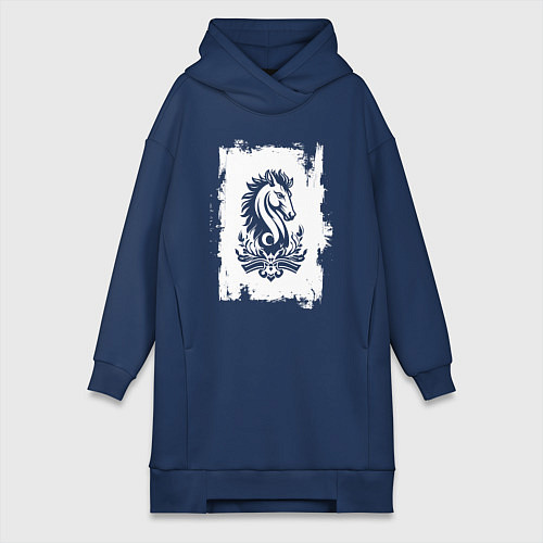 Женская толстовка-платье Белый жеребец / Тёмно-синий – фото 1