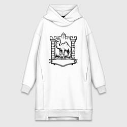 Женское худи-платье Верблюд у стен крепости Челябинск, цвет: белый