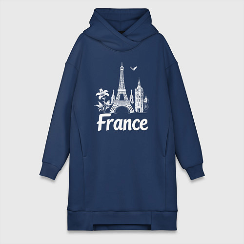 Женская толстовка-платье Французская элегантность / Тёмно-синий – фото 1