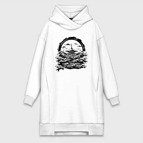 Женская толстовка-платье Японская пагода / Белый – фото 1
