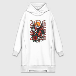 Женское худи-платье Дед Мороз на красном коне 2026, цвет: белый