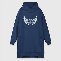 Женское худи-платье 8 марта с крыльями, цвет: тёмно-синий
