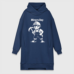 Женское худи-платье День шахтера аниме, цвет: тёмно-синий