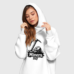 Женское худи-платье День шахтера шлем и кирка, цвет: белый — фото 2
