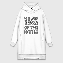 Женская толстовка-платье Символ года 2026 красная огненная лошадь