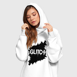 Женское худи-платье Глитч-эффект хаос в пикселях, цвет: белый — фото 2
