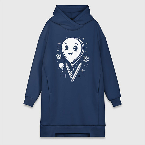 Женская толстовка-платье Воздушный шарик и карандаши / Тёмно-синий – фото 1