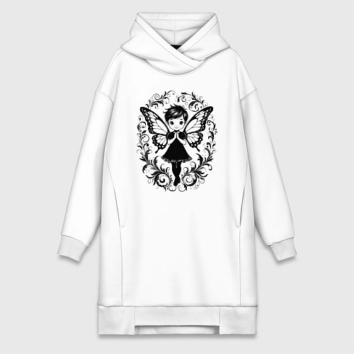 Женская толстовка-платье Фея в орнаменте / Белый – фото 1